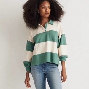 Madewell MWL green striped rugby polo shirt in size large - sold out!
